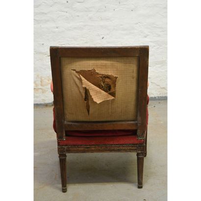 LOUIS XVI armchair with flat back in natural...
