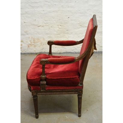 LOUIS XVI armchair with flat back in natural...