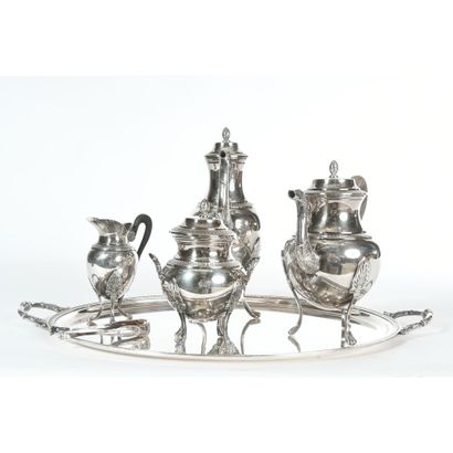 EMPIRE STYLE TEA-CAFE SERVICE in silver plated...