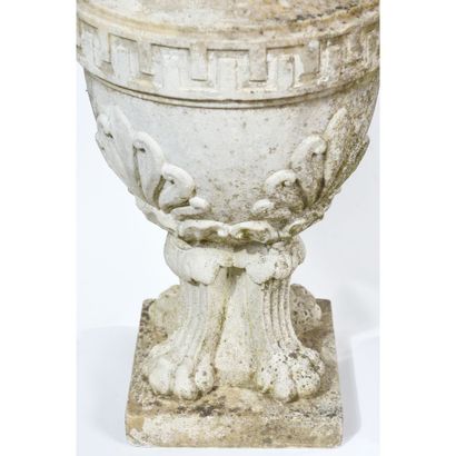 PAIR OF RESTORATION URNS in white Carrara...