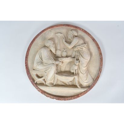 MEDALLON in plaster with a patina in the...