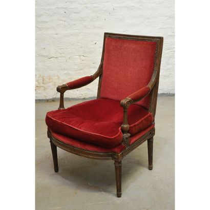 LOUIS XVI armchair with flat back in natural...