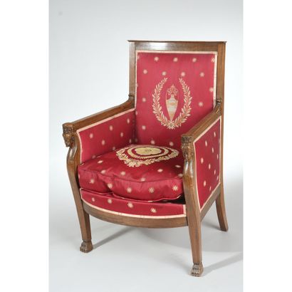 PAIR OF EMPIRE shepherds' chairs in mahogany...