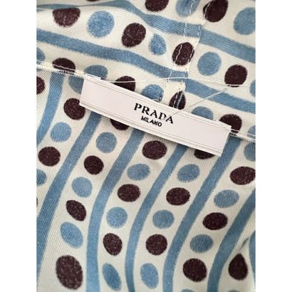 PRADA. Short-sleeved dress in ivory silk...