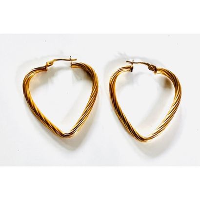 EARRINGS heart in twisted yellow gold 750°/°°....