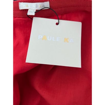 Paule KA. Orange red lambskin skirt. Hollow...