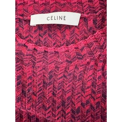 CELINE. Sock sweater in red and black cotton...