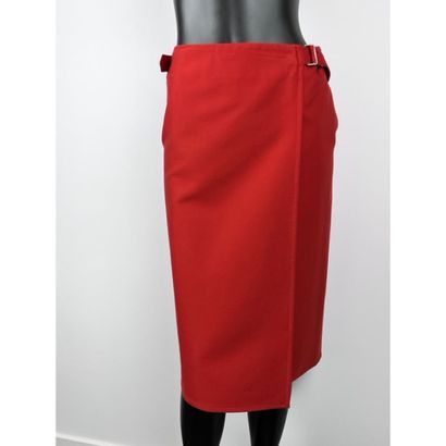 HERMES. Straight wrap-around skirt in thick...