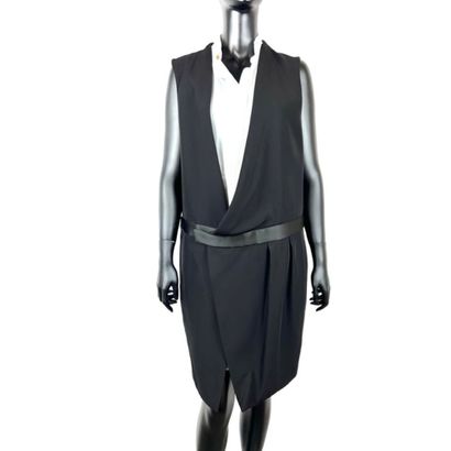 CELINE. Two-tone sleeveless dress in black...