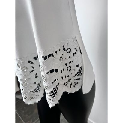 VALENTINO. Short sleeve top in white stretch...