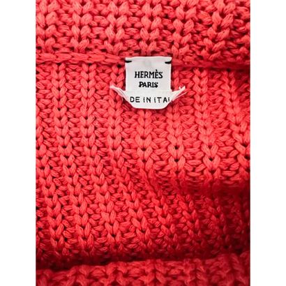 HERMES. Sweater in knitted cotton and coral...