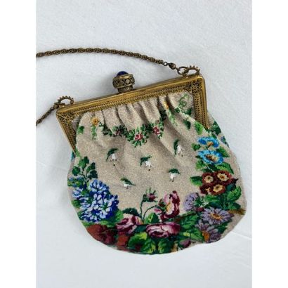 Antique bag embroidered with pearls, decorated...