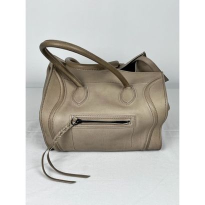 CELINE. Taupe grained leather bag 
