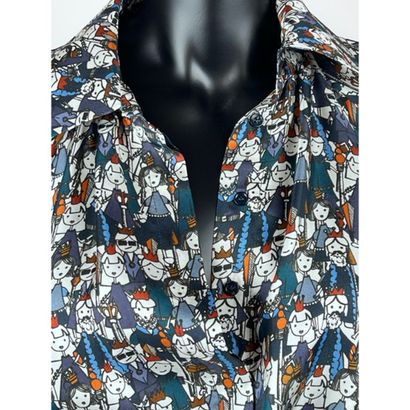 DICE KAYEK. Blue silk blouse dress printed...