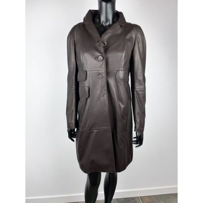Paule KA. Brown lamb leather coat. Single...