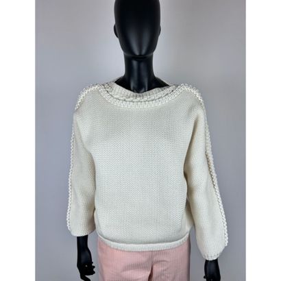 HERMES Paris. Off-white cotton and silk blend...