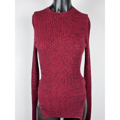 CELINE. Sock sweater in red and black cotton...