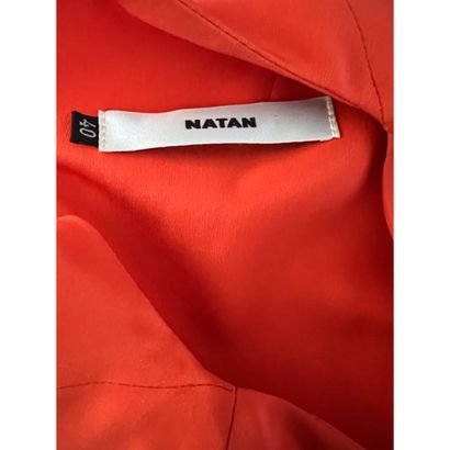 NATAN Couture. Dark orange silk straight...