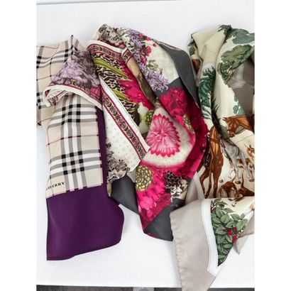 LACROIX-BURBERRY. 2 silk squares and 1 silk...