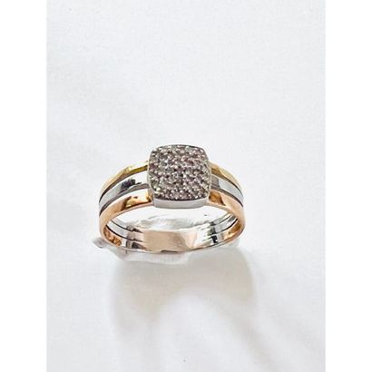 RING 3 rods 3 gold 750 ° / ° ° decorated...