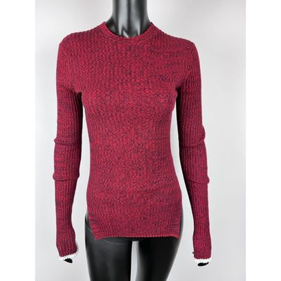 CELINE. Sock sweater in red and black cotton...