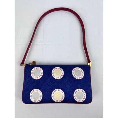 BULGARI. Clutch in blue canvas printed with...