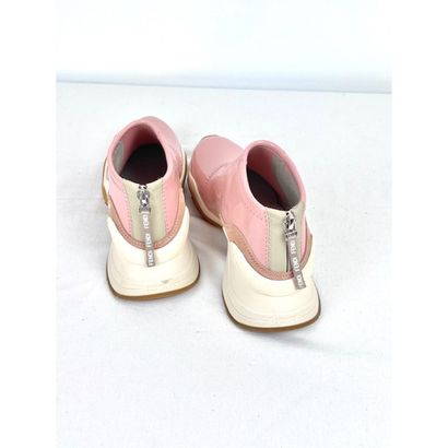 FENDI Roma. Neoprene and pink suede sneakers....