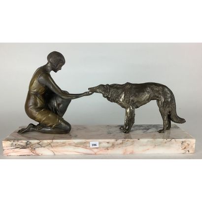 LEMO. ART DECO SUBJECT in bronze with golden...