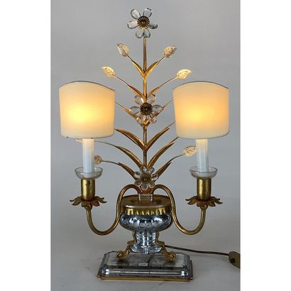 RINGS. LAMP in glass and gilded metal with...