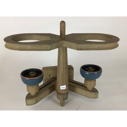 GUILLERME & CHAMBRON. WALL LAMP in oak and...