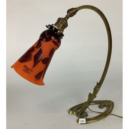 DELATTRE A. LAMP ART NOUVEAU in gilded brass....