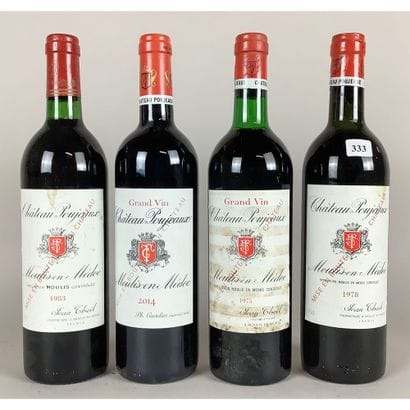 4 Btles Château POUJEAUX, Moulis, 1975, 1978,...