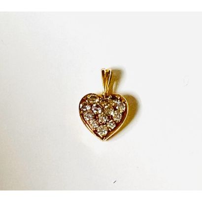 Heart pendant in yellow gold 750°/°° paved...
