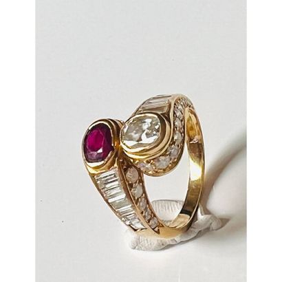 You and Me ring in yellow gold 750°/°° set...