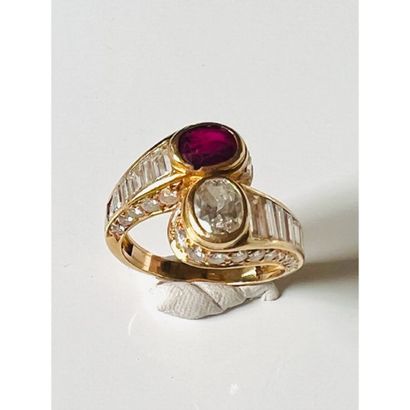 You and Me ring in yellow gold 750°/°° set...