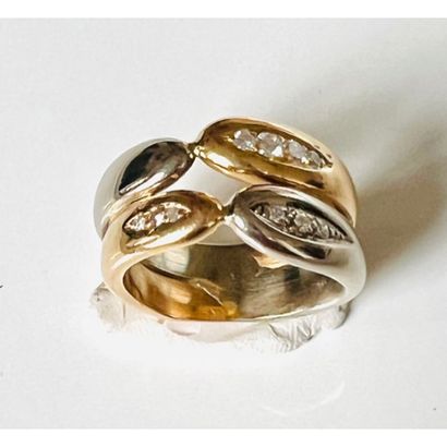 RING 2 gold 750°/°° 2 rings decorated with...