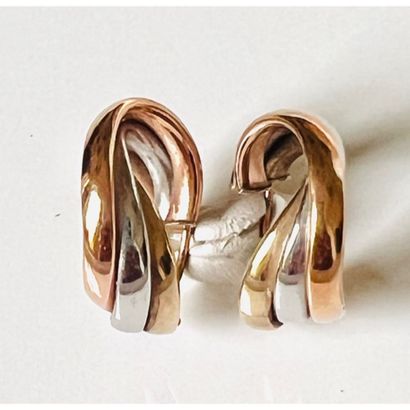 PAIR OF CREOLES EARRINGS 3 rings 3 gold 585°/°°....