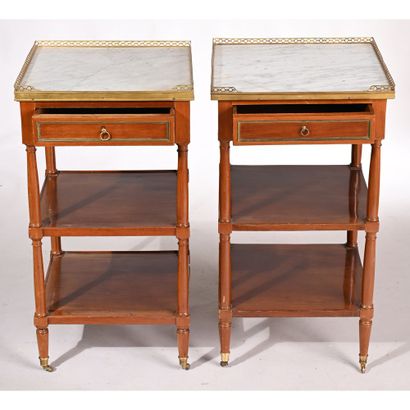 PAIR OF LOUIS XVI DESSERTED TABLES in mahogany...