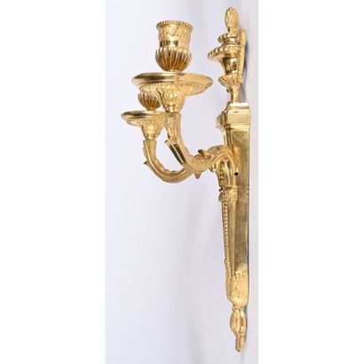 PAIR OF LOUIS XVI GILDED BRONZE APPLIQUES...