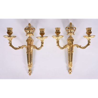 PAIR OF LOUIS XVI GILDED BRONZE APPLIQUES...
