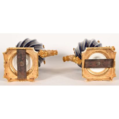 PAIR OF SEVRES blue porcelain VASES circa...