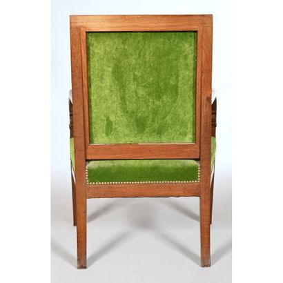 PAIR OF EMPIRE ARMCHAIRS in solid mahogany...