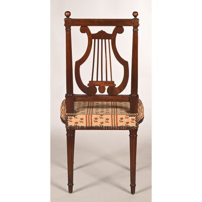 4 LOUIS XVI CHAIRS in mahogany with lyre...
