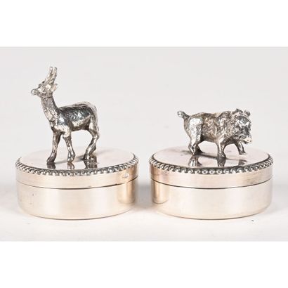 RARE PAIR OF MILK TEETH BOXES in solid silver...