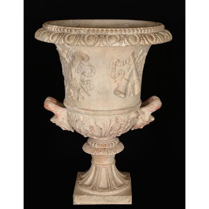 SPECTACULAR terracotta VASE of Medici form...