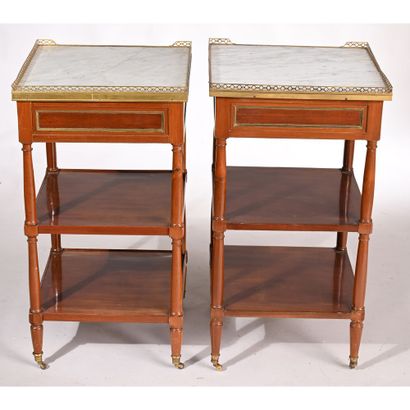 PAIR OF LOUIS XVI DESSERTED TABLES in mahogany...