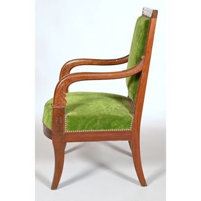 PAIR OF EMPIRE ARMCHAIRS in solid mahogany...