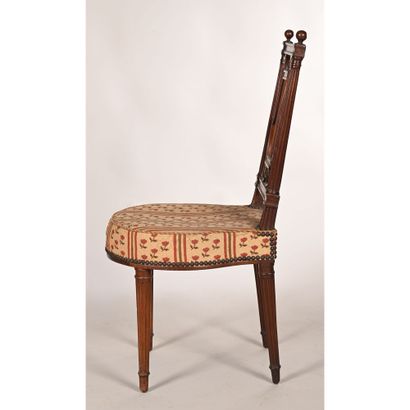 4 LOUIS XVI CHAIRS in mahogany with lyre...