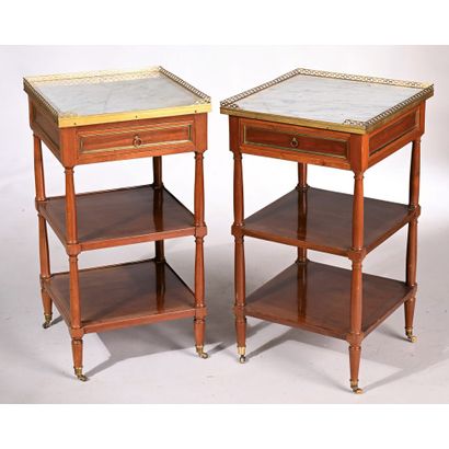 PAIR OF LOUIS XVI DESSERTED TABLES in mahogany...