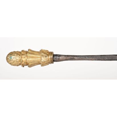 LOUIS XVI iron BUCHE with 2 prongs. Pine...